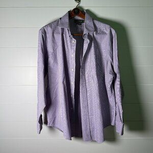 Lauren Ralph Lauren Button Up Long Sleeve Sz 17 1/2 34/35 Purple White Check